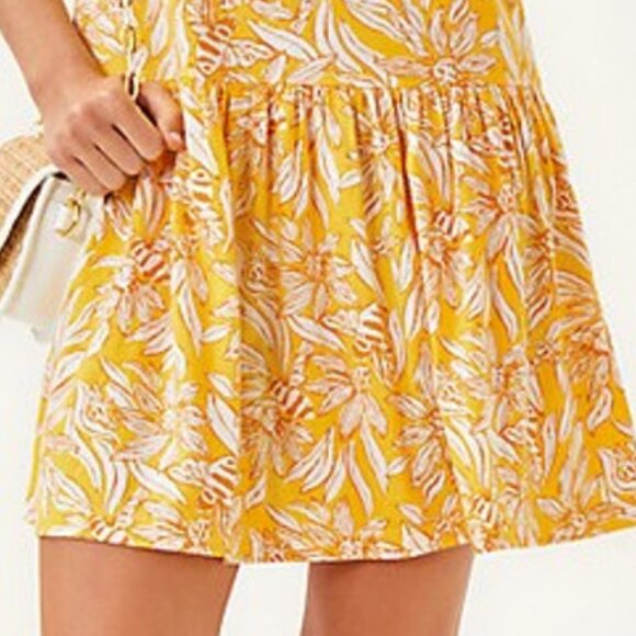 Lilly Pulitzer Bingley Dress Honeycomb Hideaway Yellow Floral Shirt Dress Small - Picture 7 of 10